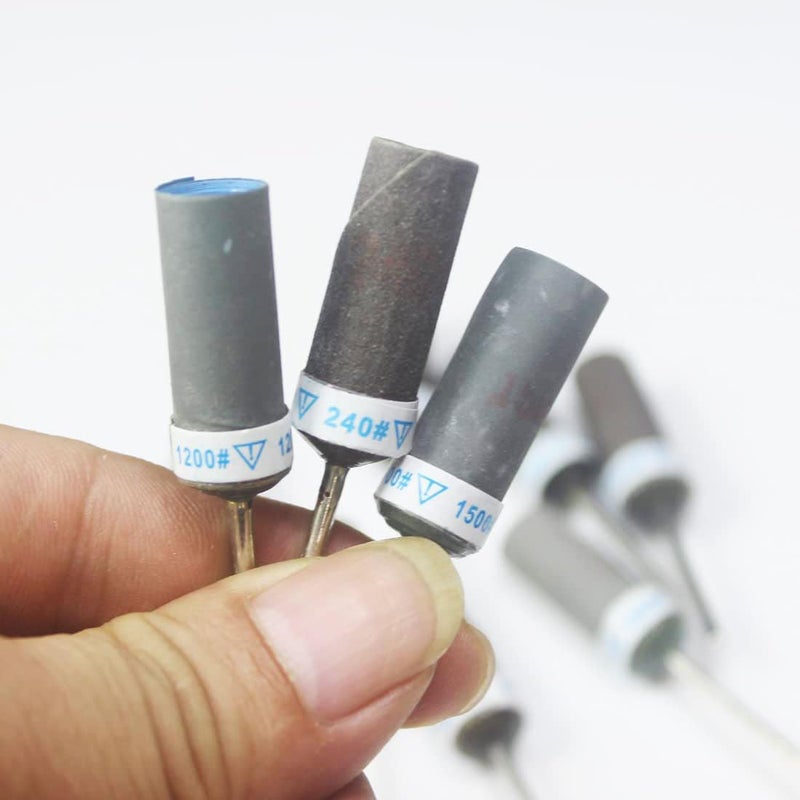 JUNLIXN JUNLINX 10 Pcs Mixed Grit Sandpaper Drum, 1/8 Inch Shank Abrasive Sanding Bite Sandpaper Sticks Set for Dremel Rotary Tools - Image 3
